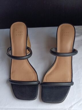 a new day Black Double-Strap Slide Heels